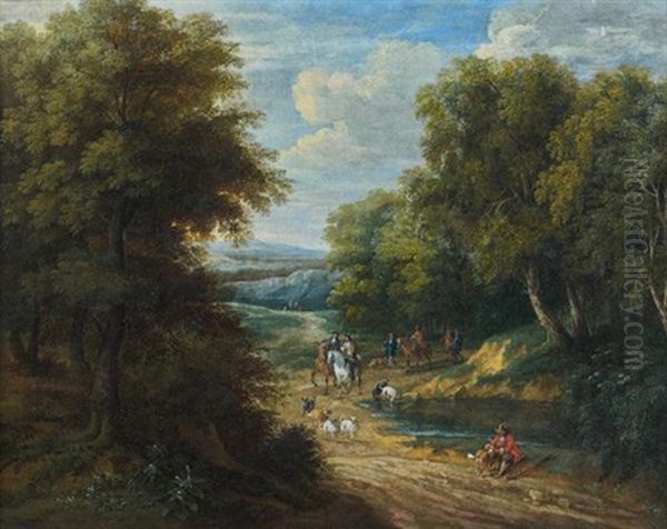 Scene De Chasse A Courre Oil Painting by Pieter Bout