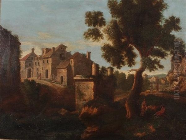 Landscape With Ruins Oil Painting by Pieter Bout