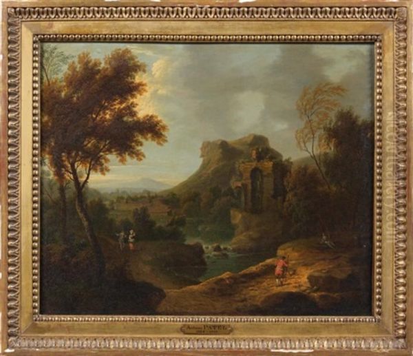 Promeneurs Dans Un Paysage Avec Des Ruines Oil Painting by Pieter Bout