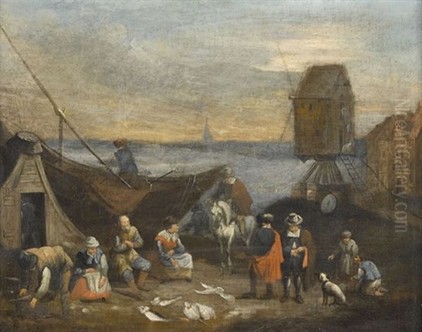 Fischmarkt An Der Kuste Bei Scheveningen Oil Painting by Pieter Bout