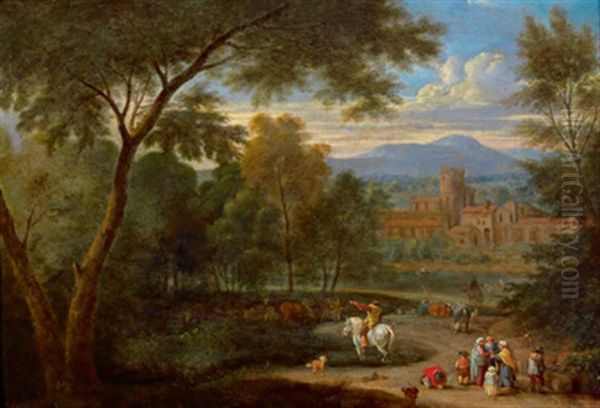 Eine Italianisierende Landschaft Mit Einem Reiter Und Anderen Reisenden Oil Painting by Pieter Bout