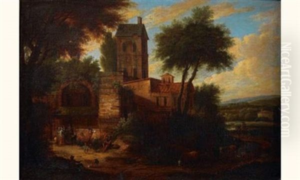 Paysans A L'entree Du Village Oil Painting by Pieter Bout