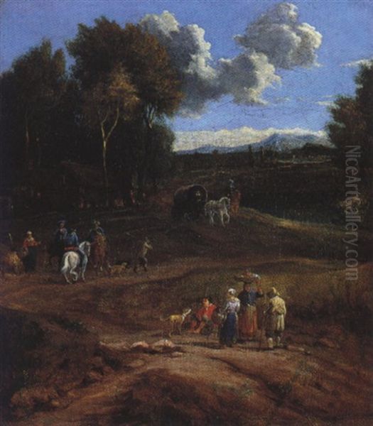 Landschaft Mit Bauerlicher Staffage Und Pferdefuhrwerk Oil Painting by Pieter Bout