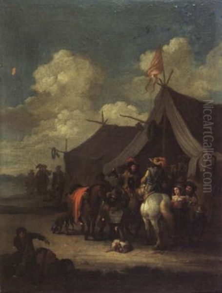 La Halte Au Bivouac Oil Painting by Pieter Bout