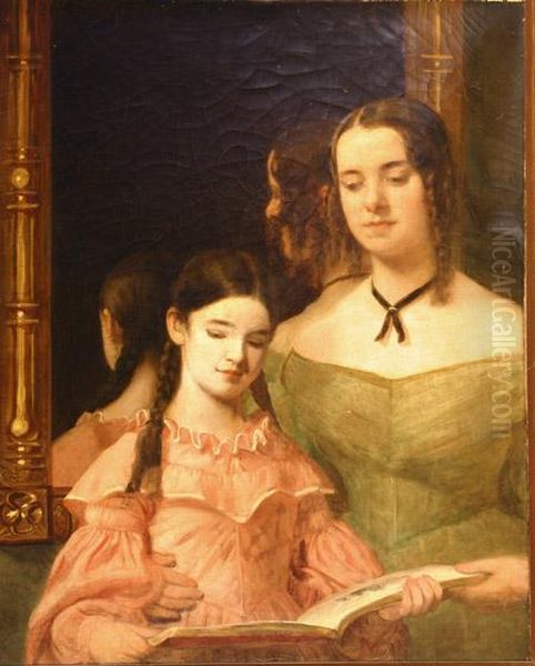 Portrait Of Jane Ann Hutchins And Her Daughter Oil Painting by Francis Alexander