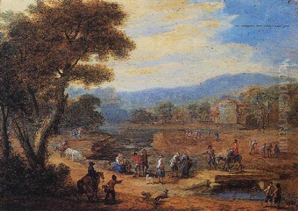 Promeneurs Dans Un Paysage Oil Painting by Pieter Bout