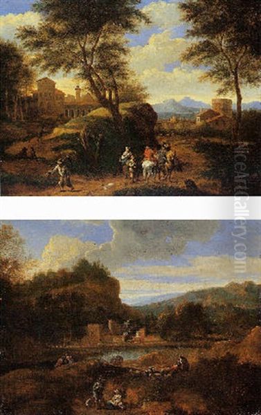 Paysage De La Campagne Italienne Avec Des Paysans Oil Painting by Pieter Bout