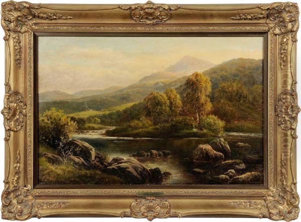 View Of The Llugry,north Wales Oil Painting by George Alexander