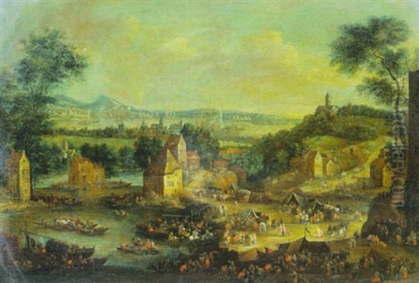 Scene De Village Flamand Oil Painting by Pieter Bout