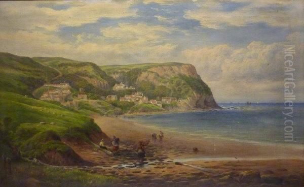 Runswick Bay Coast Of Yorkshire Oil Painting by George Alexander