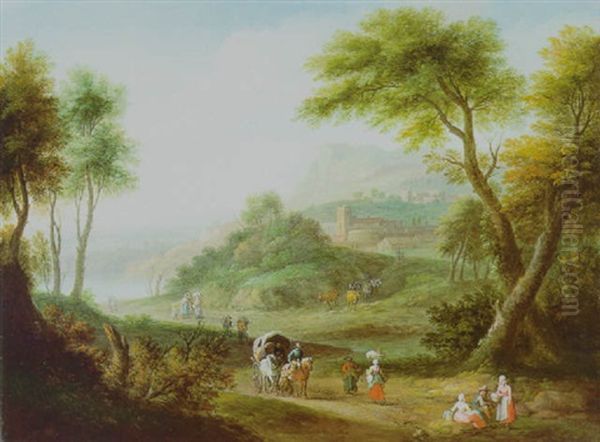 Sudliche Landschaft Mit Wagen Oil Painting by Pieter Bout