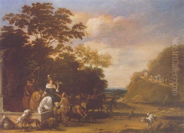 Le Depart Pour La Chasse Au Faucon Oil Painting by Pieter Bout