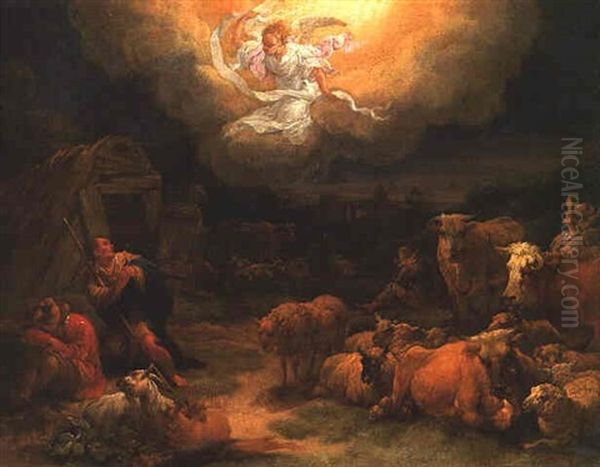 The Angel Appearing To The Shepherds Oil Painting by Pieter Bout