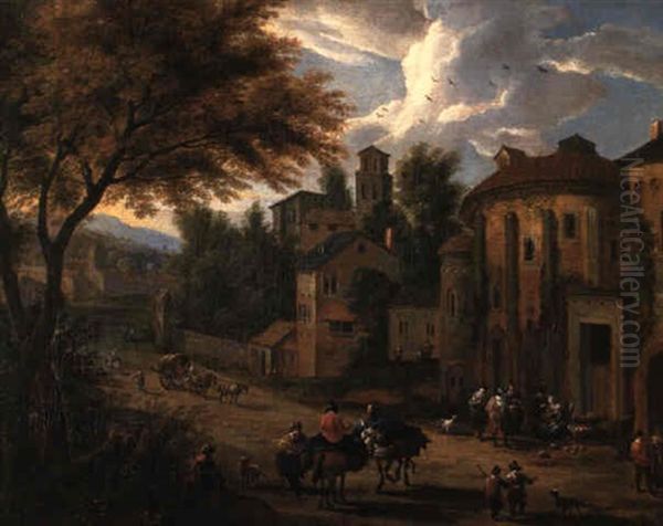 Scene De Marche En Italie Oil Painting by Pieter Bout