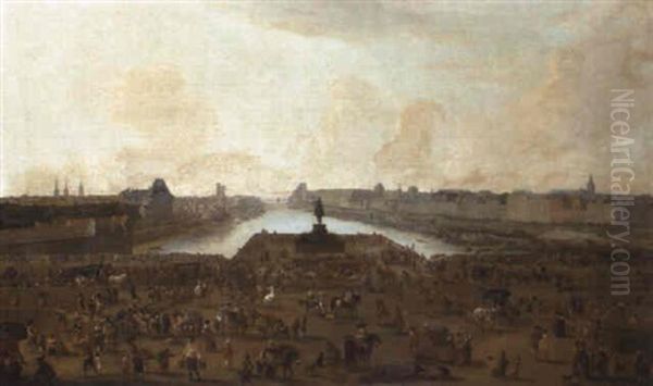 A View Of The Seine, Paris, From The Pointe De La Cite Oil Painting by Pieter Bout