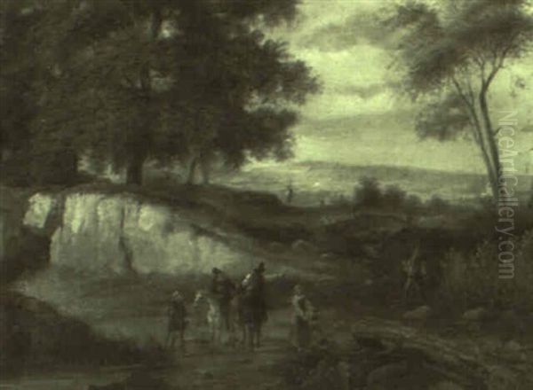 Figures In A Landscape Oil Painting by Pieter Bout