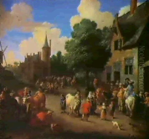 Folkeliv I En Hollandsk By Oil Painting by Pieter Bout