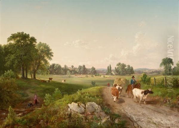 Summer In The Country Oil Painting by Dewitt Clinton Boutelle