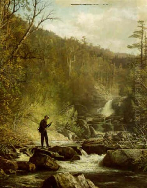 Trout Fishing Oil Painting by Dewitt Clinton Boutelle