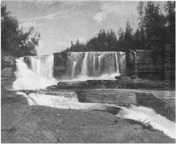 Trenton Falls, New York Oil Painting by Dewitt Clinton Boutelle