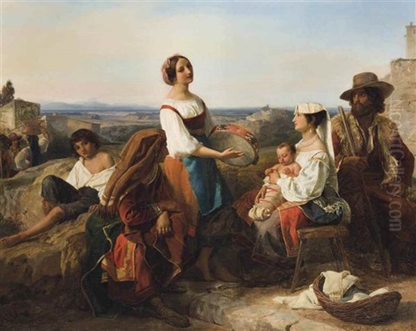 A Musical Interlude In The Roman Campagna Oil Painting by Friedrich Bouterwek