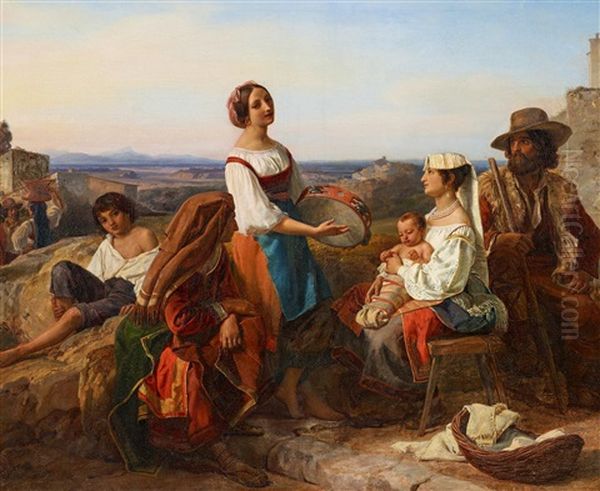 Musizierende Hirten In Der Campagna Oil Painting by Friedrich Bouterwek