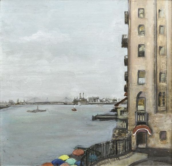 First New York Landscape - The East River From Long Island by Bernard Boutet De Monvel