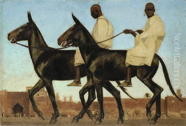 Black Mules Oil Painting by Bernard Boutet De Monvel