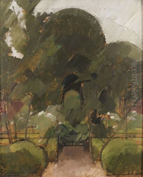 Jardin Oil Painting by Bernard Boutet De Monvel