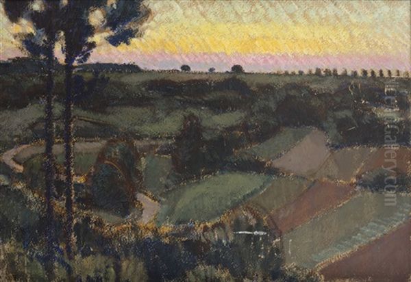 Environs De Nemours, Crepuscule Oil Painting by Bernard Boutet De Monvel