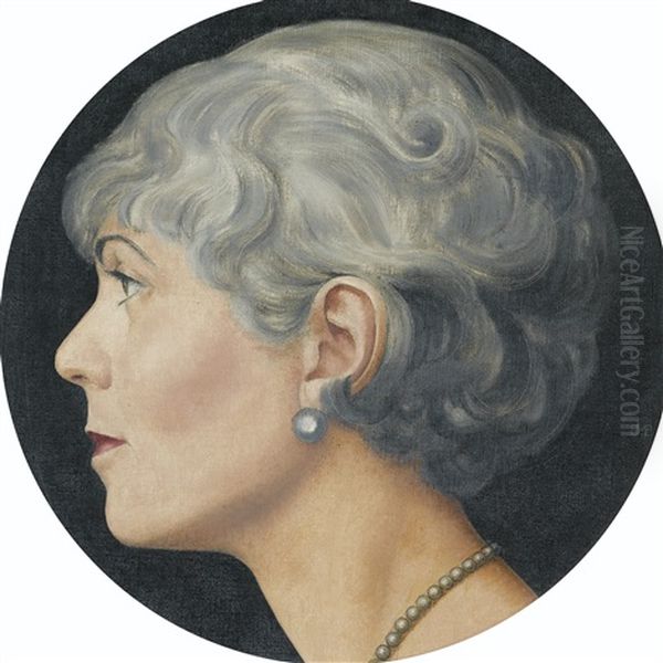 Mrs. Howard Linn Oil Painting by Bernard Boutet De Monvel