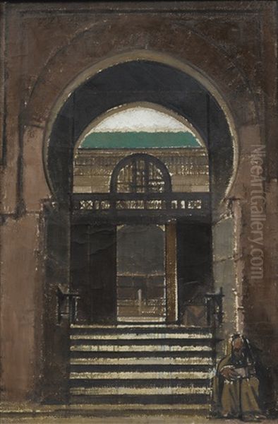 La Porte De Bouanania, Fez Oil Painting by Bernard Boutet De Monvel