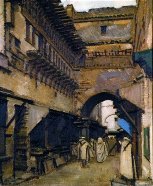 Rue Animee Au Maroc Oil Painting by Bernard Boutet De Monvel