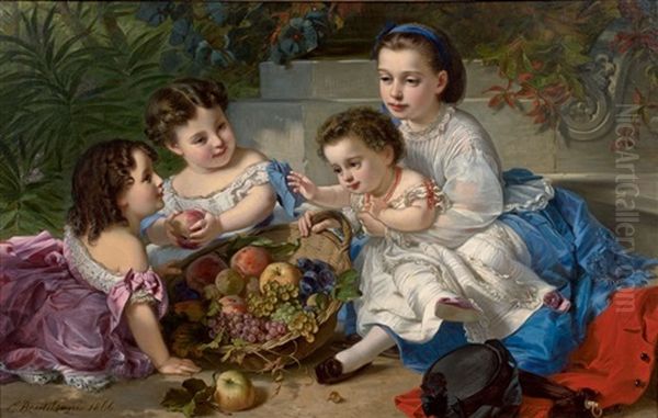 Les Enfants Aux Fruits Oil Painting by Charles Edouard Boutibonne