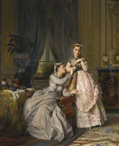 Sisters Oil Painting by Charles Edouard Boutibonne