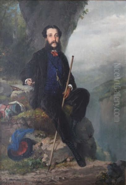 Homme Assis Sur Un Rocher Oil Painting by Charles Edouard Boutibonne