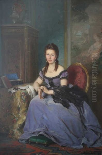 Femme Assise Dans Un Fauteuil Oil Painting by Charles Edouard Boutibonne