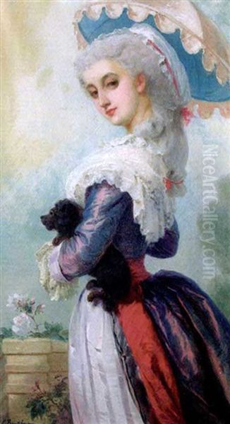 Elegante Au Chien Oil Painting by Charles Edouard Boutibonne