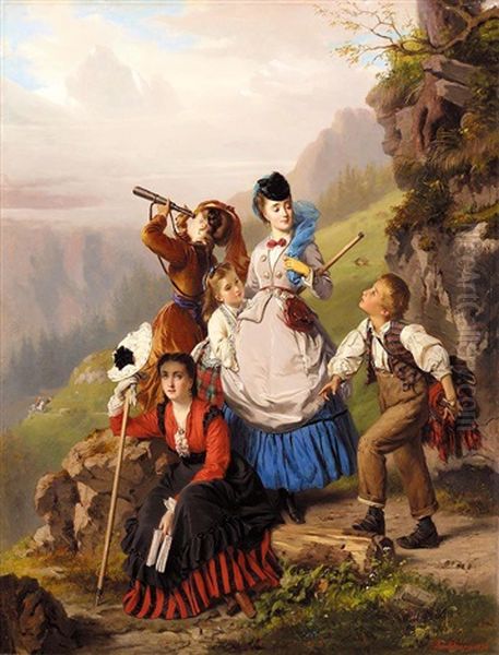 The Young Mountaineers Oil Painting by Charles Edouard Boutibonne