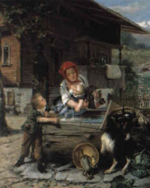 Landliche Szene Oil Painting by Charles Edouard Boutibonne