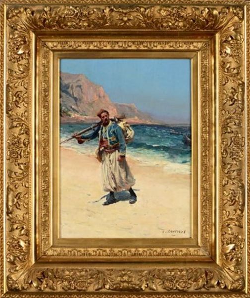 Zouave Au Bord De La Mer D'orient Oil Painting by Paul Emile Boutigny