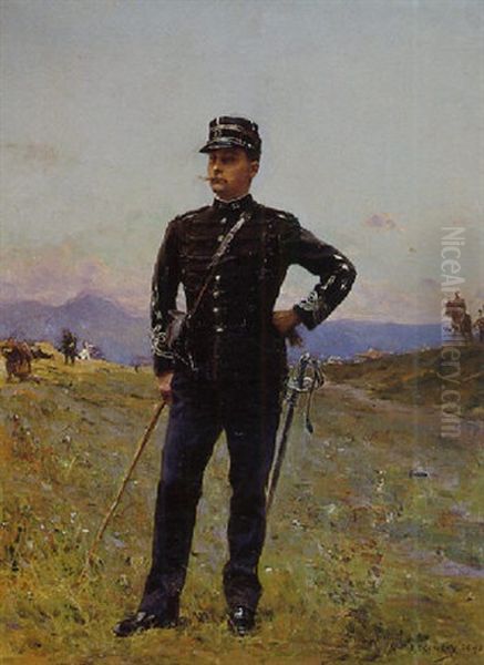 Portrait Du Duc De Maille En Militaire Oil Painting by Paul Emile Boutigny