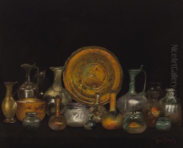 Still Life With Phoenician Glass Oil Painting by Henry Alexander