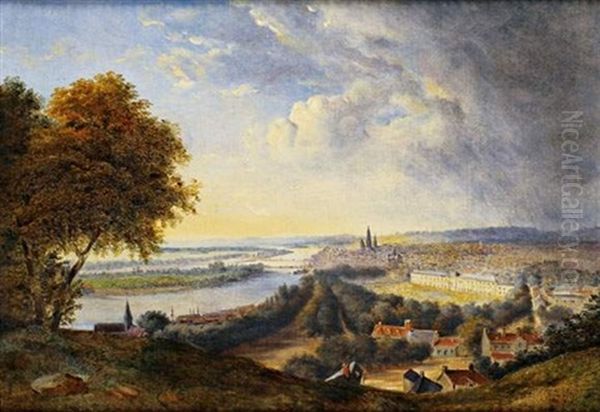 Rouen Vue De La Colline Sainte Catherine Oil Painting by Charles Marie Bouton