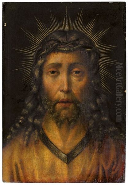 Vera Icon: Christus Mit Der Dornenkrone Im Glorienschein (bouts, Albrecht Oder Dieric - Nachfolge) Oil Painting by Dieric Bouts the Elder