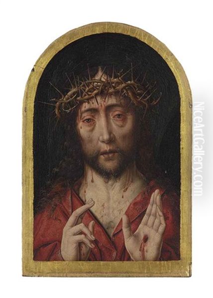 Christ As The Man Of Sorrows Oil Painting by Aelbrecht Bouts