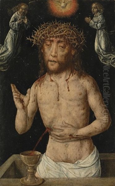 Christ As The Man Of Sorrows Oil Painting by Aelbrecht Bouts