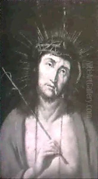 Christ As The Man Of Sorrows Oil Painting by Aelbrecht Bouts