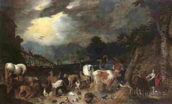 The Animals Entering The Ark Oil Painting by Frederik Bouttats the Elder