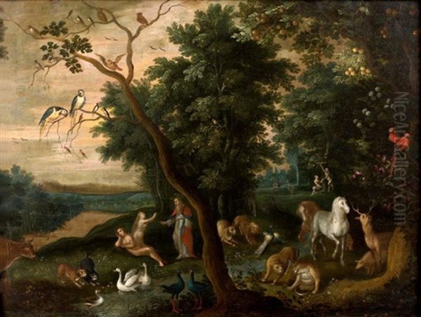 Le Paradis Terrestre  Et Adam Et Eve Chasses Du Paradis (pair) Oil Painting by Jacob Bouttats